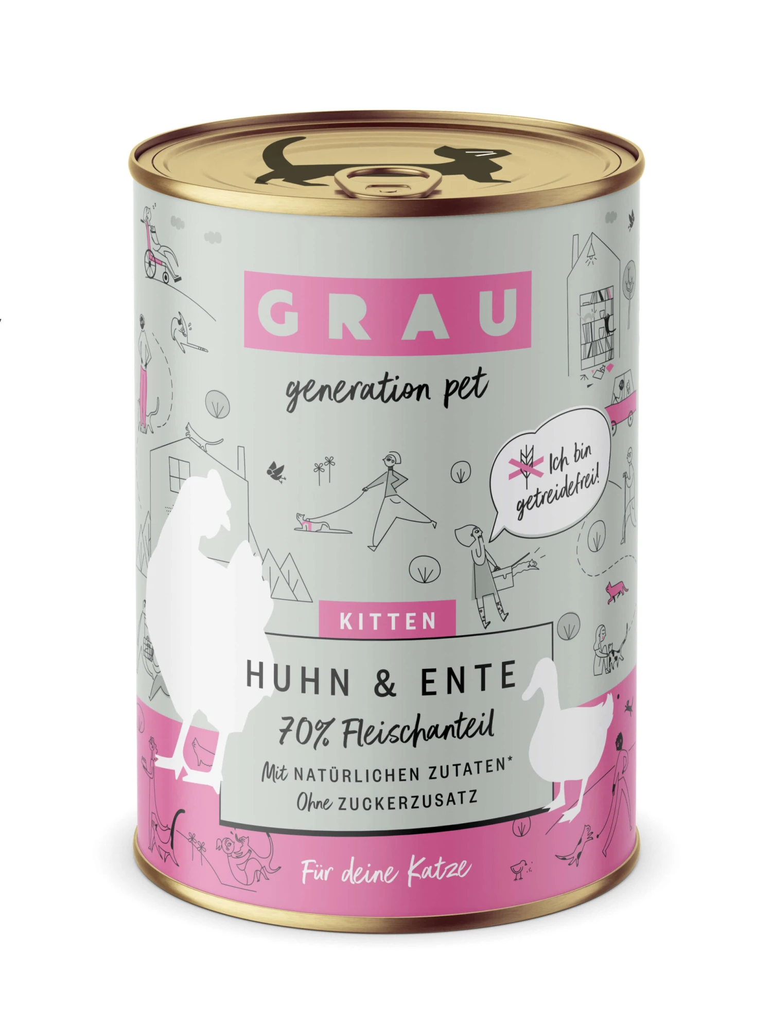 Grau Kitten Huhn & Ente Nassfutter 1 Grau Kitten Huhn & Ente Nassfutter